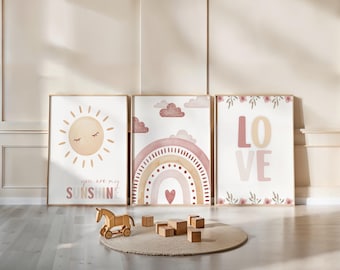 Watercolor Rainbow Nursery Print: Boho Sun Wall Art (Digital Download)