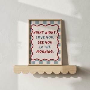Impresión de habitación infantil, póster de pared "Noche de amor", arte tipográfico para dormitorio, decoración de dopamina. imagen 3