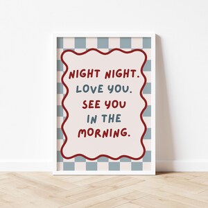 Impresión de habitación infantil, póster de pared "Noche de amor", arte tipográfico para dormitorio, decoración de dopamina. imagen 2