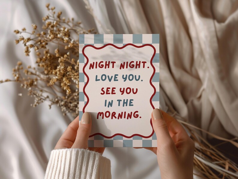 Impresión de habitación infantil, póster de pared "Noche de amor", arte tipográfico para dormitorio, decoración de dopamina. imagen 4