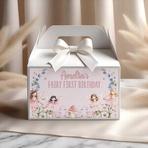 Fee erste Geburtstags-Gable-Box zum Ausdrucken, Party-Box für Kinder, Party Favor Box, personalisierte Kinder Luxe Picknick-Mahlzeitboxen, Geschenkboxetiketten