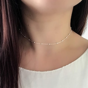 Sterling Silver Satellite Choker Necklace - Layering Necklace, Satellite Chain, Dainty Necklace, Minimalist Necklace