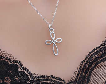 Sterling Silver Infinity Cross Necklace