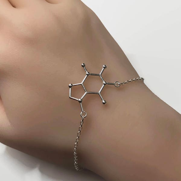 Sterling Silver Caffeine Bracelet - Caffeine Molecule, Science Jewellery, Chemistry Jewellery