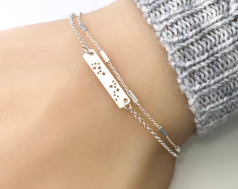 Delicate Layering Constellation Bracelet in Sterling Silver - Adjustable Zodiac Bracelet