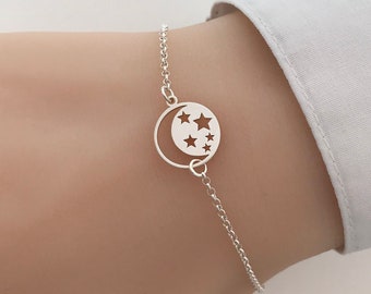 Sterling Silver Moon Star Bracelet
