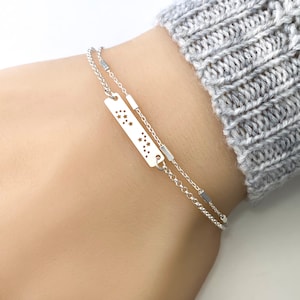 Bracelet Constellation Layering Delicate en Argent Sterling - Bracelet Zodiac Réglable