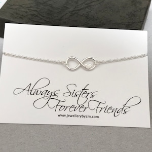 Sisters Bracelet, Sterling Silver Infinity Heart Bracelet, Gift for sister, Sister jewelry, Sterling silver, Infinity heart, Infinity Love