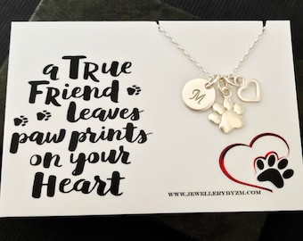 Personalized Paw Necklace, Sterling silver paw print necklace, Dog paw necklace, Pet memorial, Dog memorial, Dog lover gift