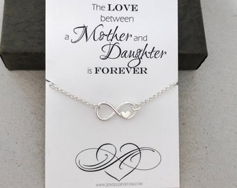 Mother and Daughter Infinity Love Bracelet, Sterling Silver Infinity Heart Bracelet, Sterling Silver Bracelet, Mother Daughter Gift