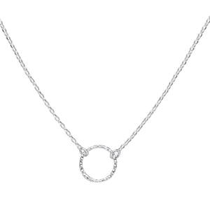 Sterling Silver Karma Circle Necklace - Textured Eternity Pendant