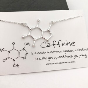 Sterling Silver Caffeine Necklace Caffeine Molecule, Science Jewellery, Chemistry Jewellery, Gift for her, Molecule necklace image 4