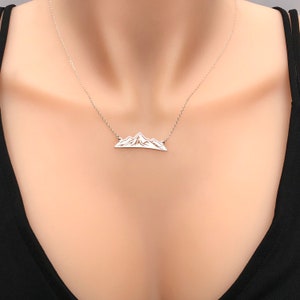 Sterling Silver Mountain Range Necklace, Wanderlust, Nature Necklace, Climbing Necklace image 4