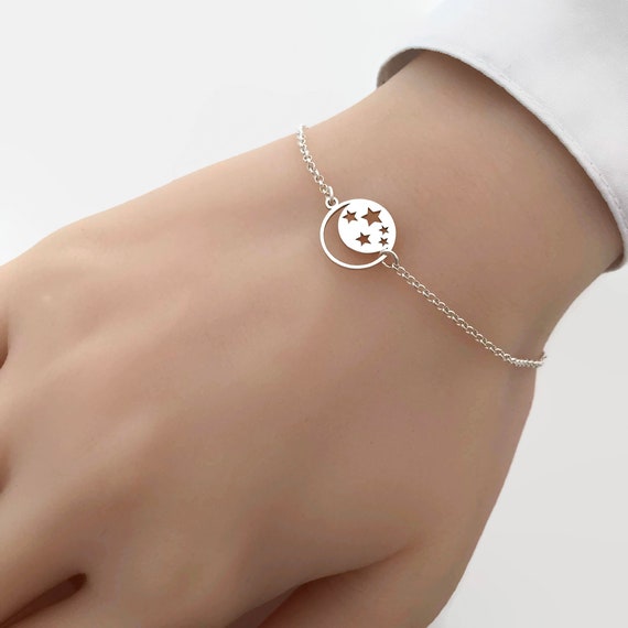 star jewelry sv925 moon×star bracelet Sterling Silver Moon Star Bracelet - Etsy