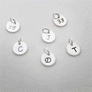 Hand Stamped Sterling Silver Personalized Initial or Number Charm image 4