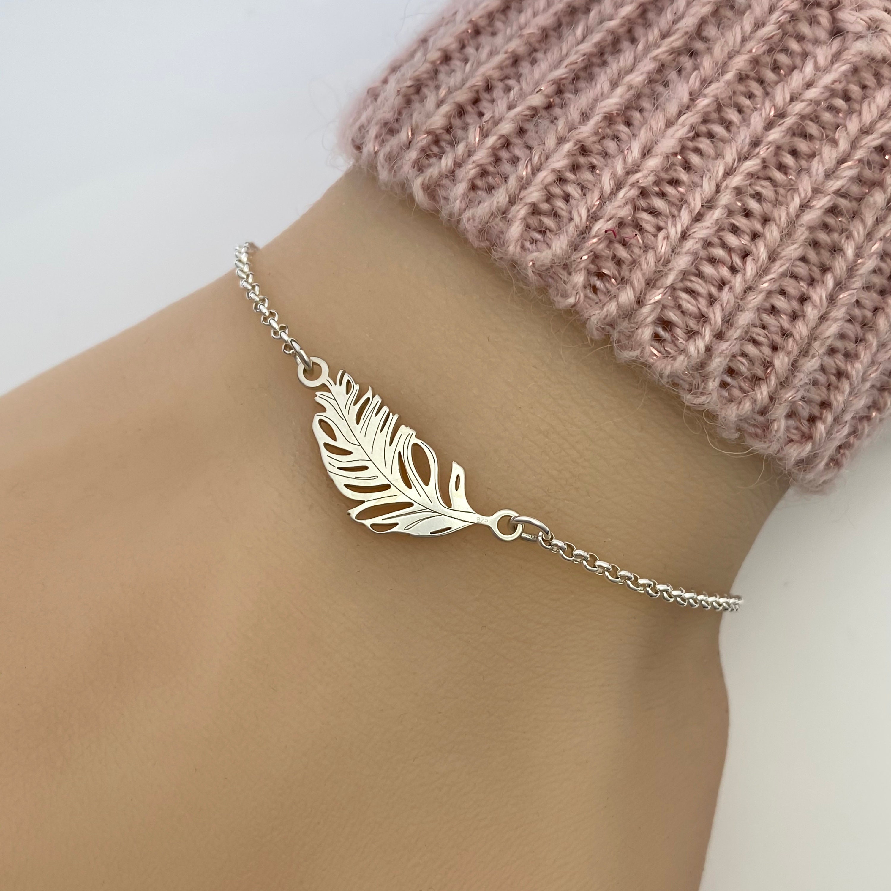 Feather chain bracelet L - FIRST ARROW's - Online Shop SilverAccessories