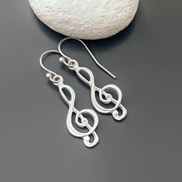 Sterling Silver Treble Clef Earrings