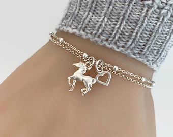 Bracelet cheval en argent sterling - Bracelet Love My Horse