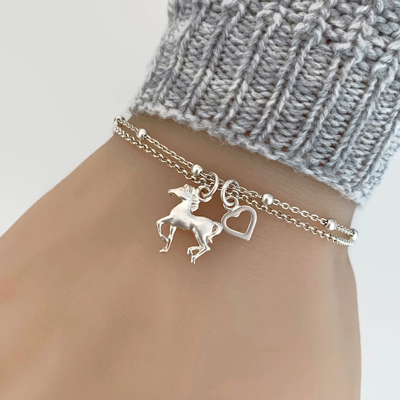 Bracelet cheval en argent sterling Bracelet Love My Horse 