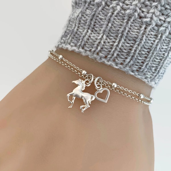 Bracelet cheval en argent sterling - Bracelet Love My Horse