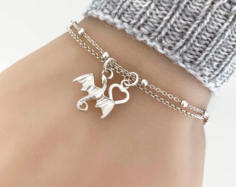 Sterling Silver Dragon Bracelet, Silver bracelet/anklet