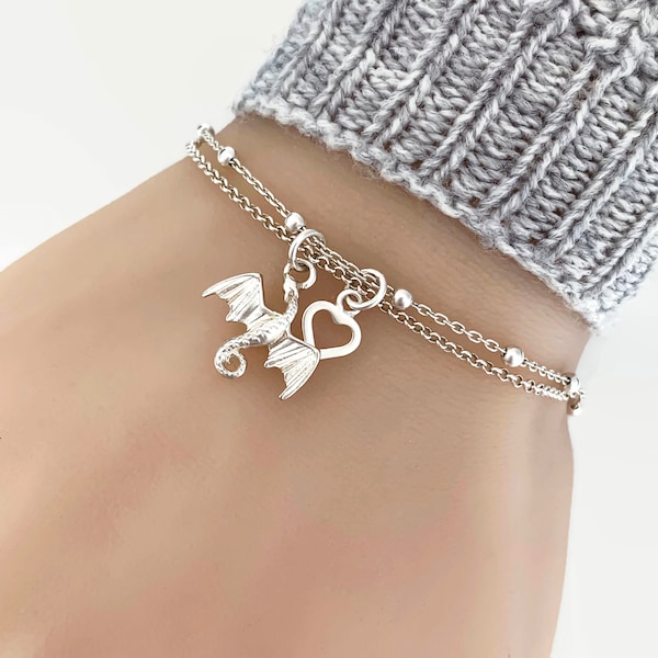 Sterling Silver Dragon Bracelet, Silver bracelet/anklet