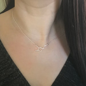 Sterling Silver Dopamine Necklace Dopamine Molecule, Science Jewellery, Chemistry Jewellery image 4