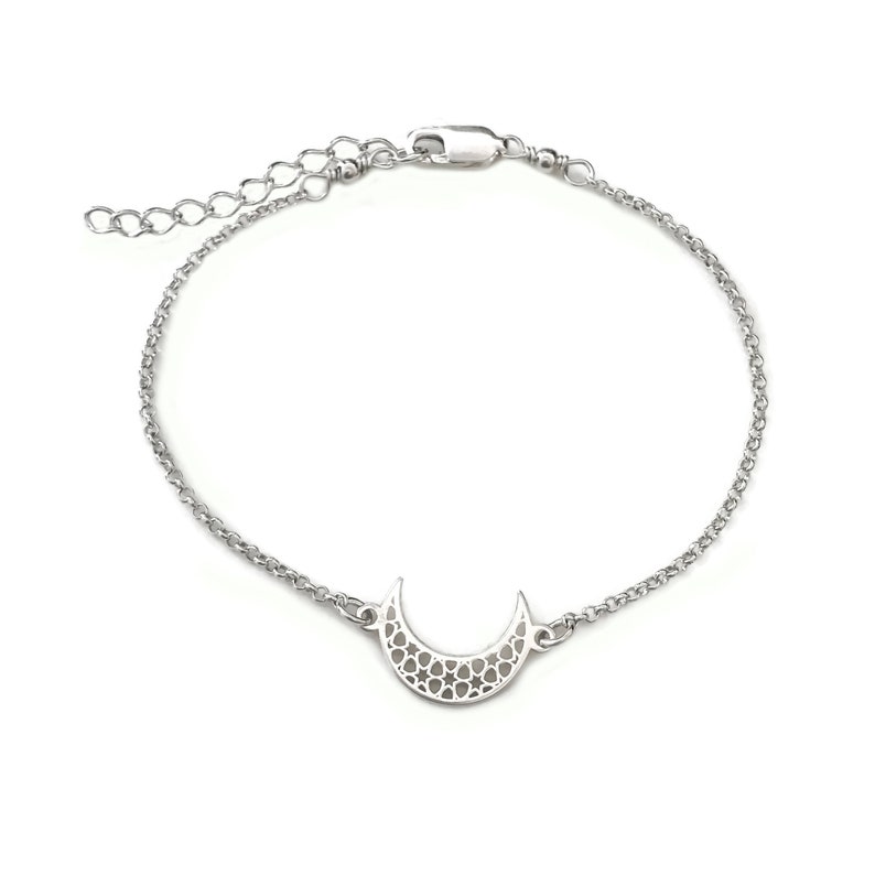 Sterling Silver Crescent Moon Bracelet