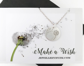 Make a Wish Dandelion Necklace, Sterling Silver Dandelion Necklace