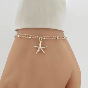 Sterling Silver Starfish Bracelet, Beach jewellery, Bridesmaid Gift, Beach wedding, Wedding jewelry