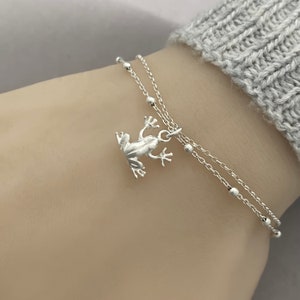 Sterling Silver Frog Bracelet - Adjustable Frog Bracelet