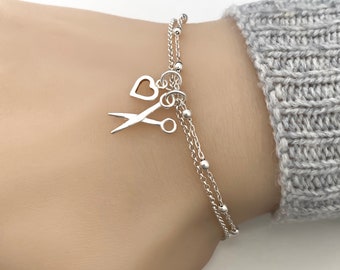 Sterling Silver Scissors Bracelet, Hair Stylist gift, Hairdresser gift