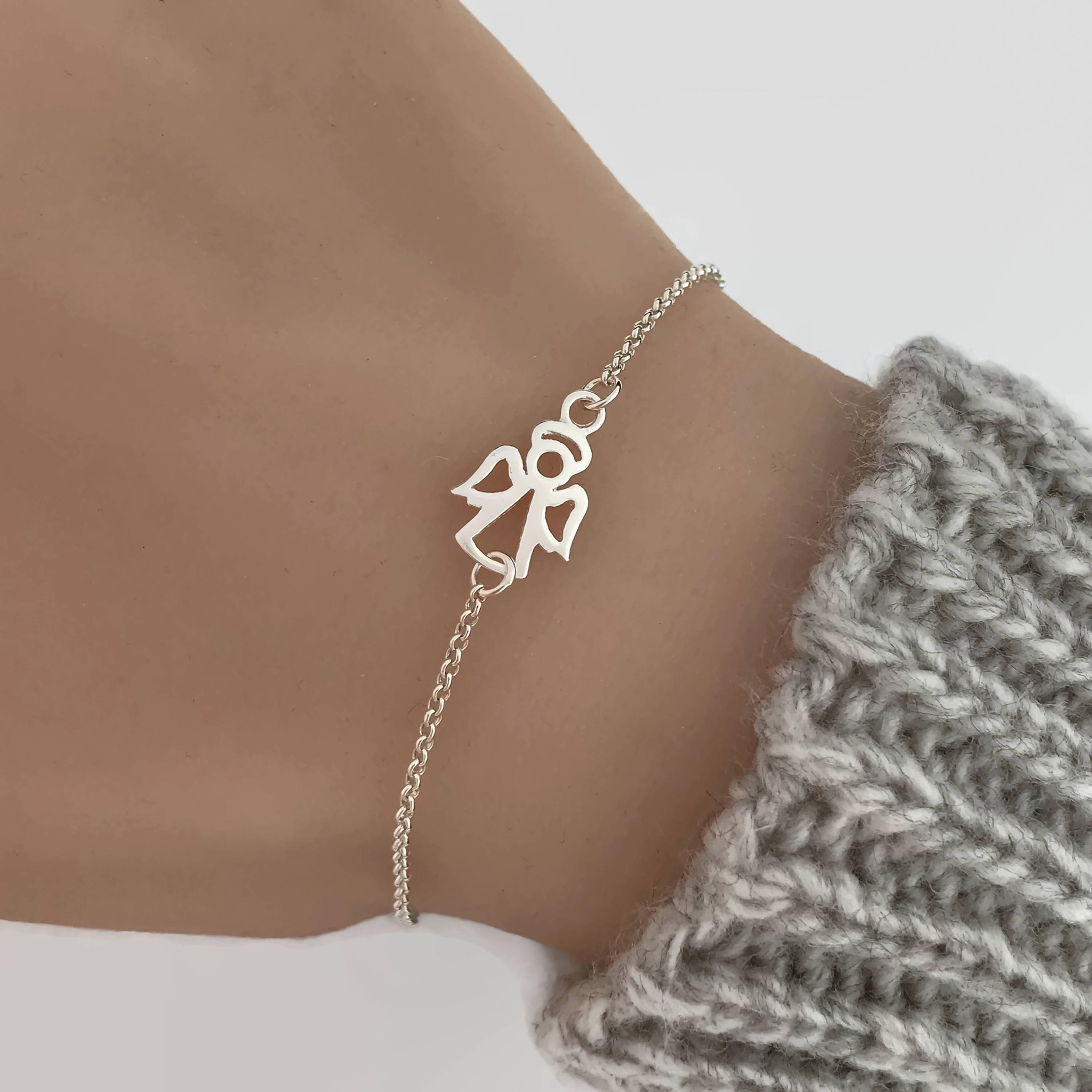 Sterling Silver Angel Bracelet Guardian Angel Bracelet Etsy