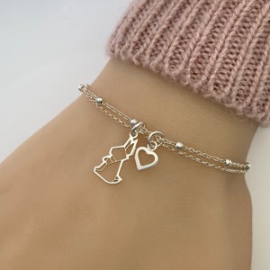 Sterling Silver Origami Bunny Rabbit Bracelet, Silver bracelet, Tiny Bunny Bracelet, Bunny jewelry