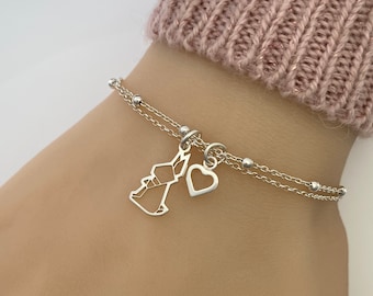 Sterling Silver Origami Bunny Rabbit Bracelet, Silver bracelet, Tiny Bunny Bracelet, Bunny jewelry