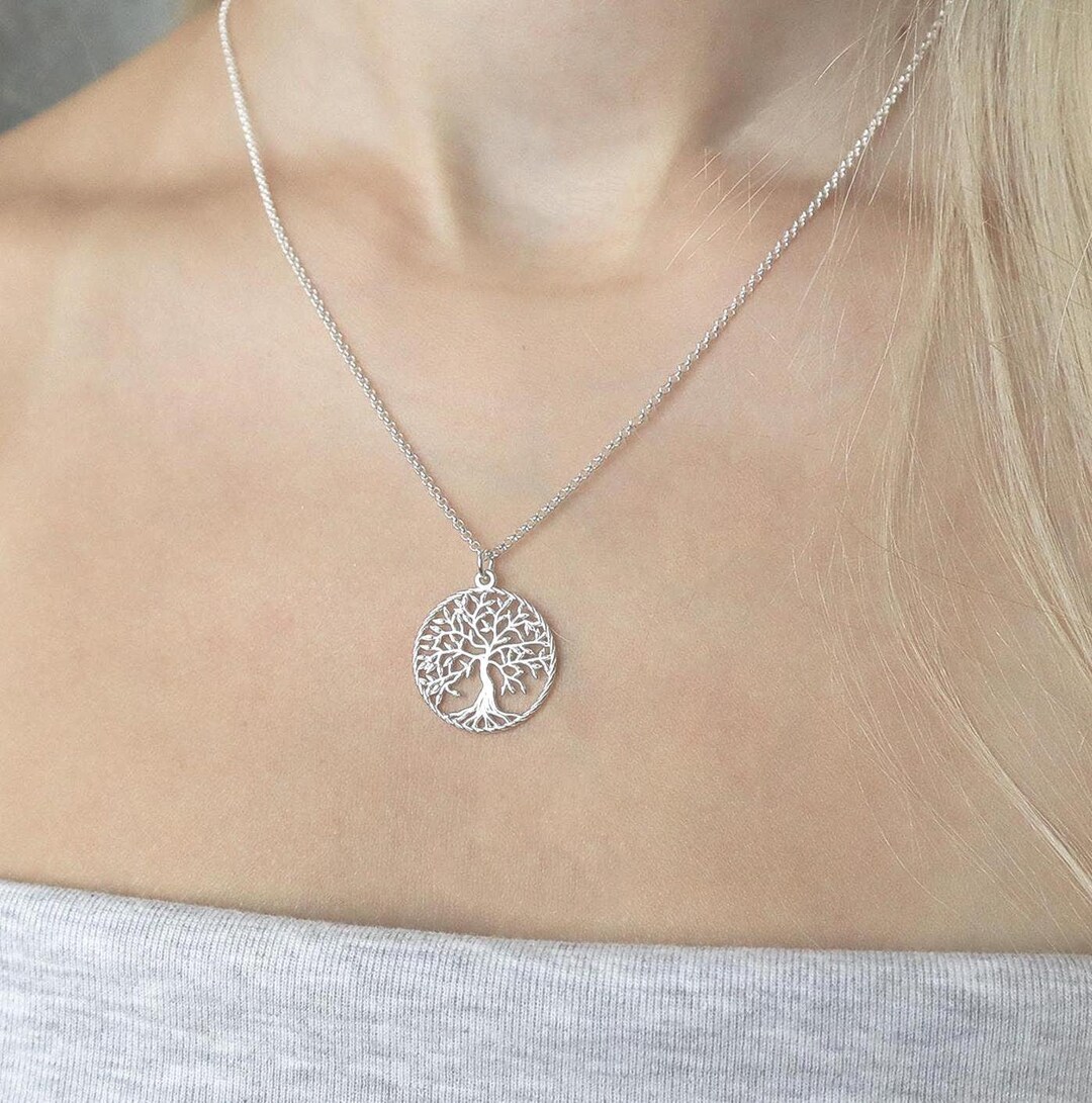 Elegant Sterling Silver Tree of Life Pendant Necklace - Floral Charm ...