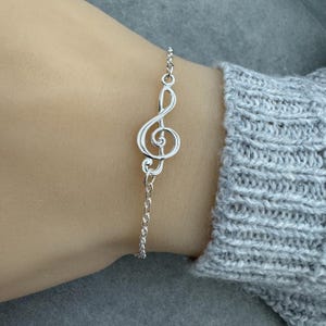 Adjustable Sterling Silver Treble Clef Bracelet