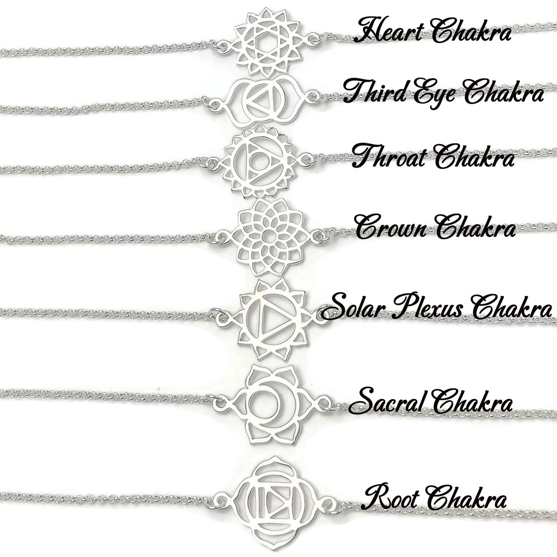 Sterling silver chakra necklace Yoga necklace Meditation Etsy