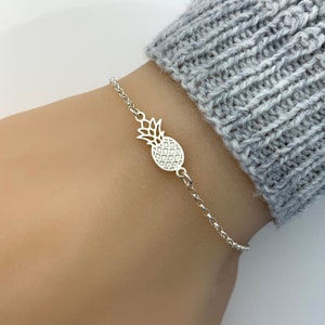 Tiny Sterling Silver Pineapple Bracelet or Anklet