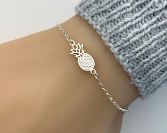 Tiny Sterling Silver Pineapple Bracelet or Anklet