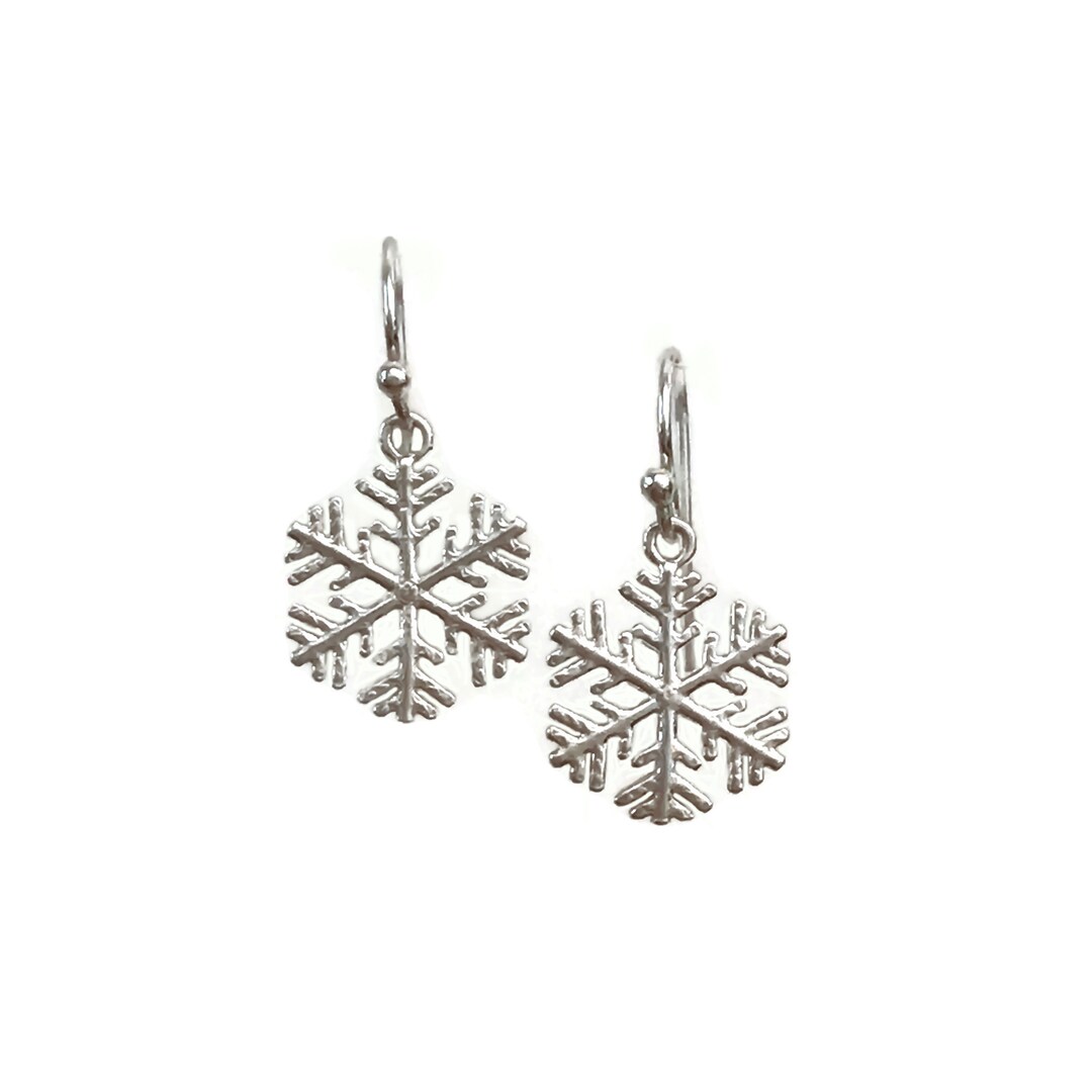Sterling Silver Snowflake Earrings - Etsy