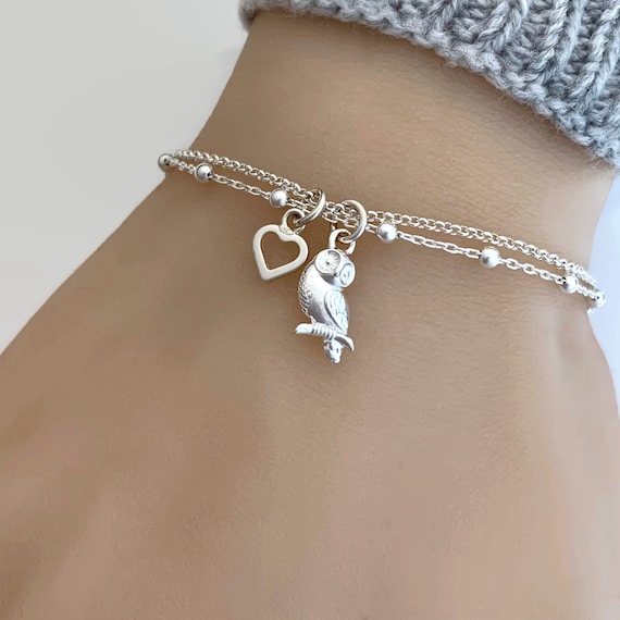 Sterling Silver Owl Bracelet Etsy UK