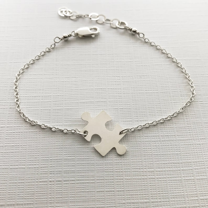 Sterling Silver Puzzle Piece Bracelet Adjustable Jigsaw Etsy