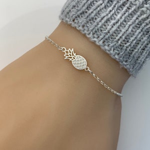 Tiny Sterling Silver Pineapple Bracelet or Anklet image 3