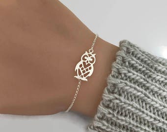 Sterling Silver Owl Bracelet, 925 sterling silver, Owl jewellery