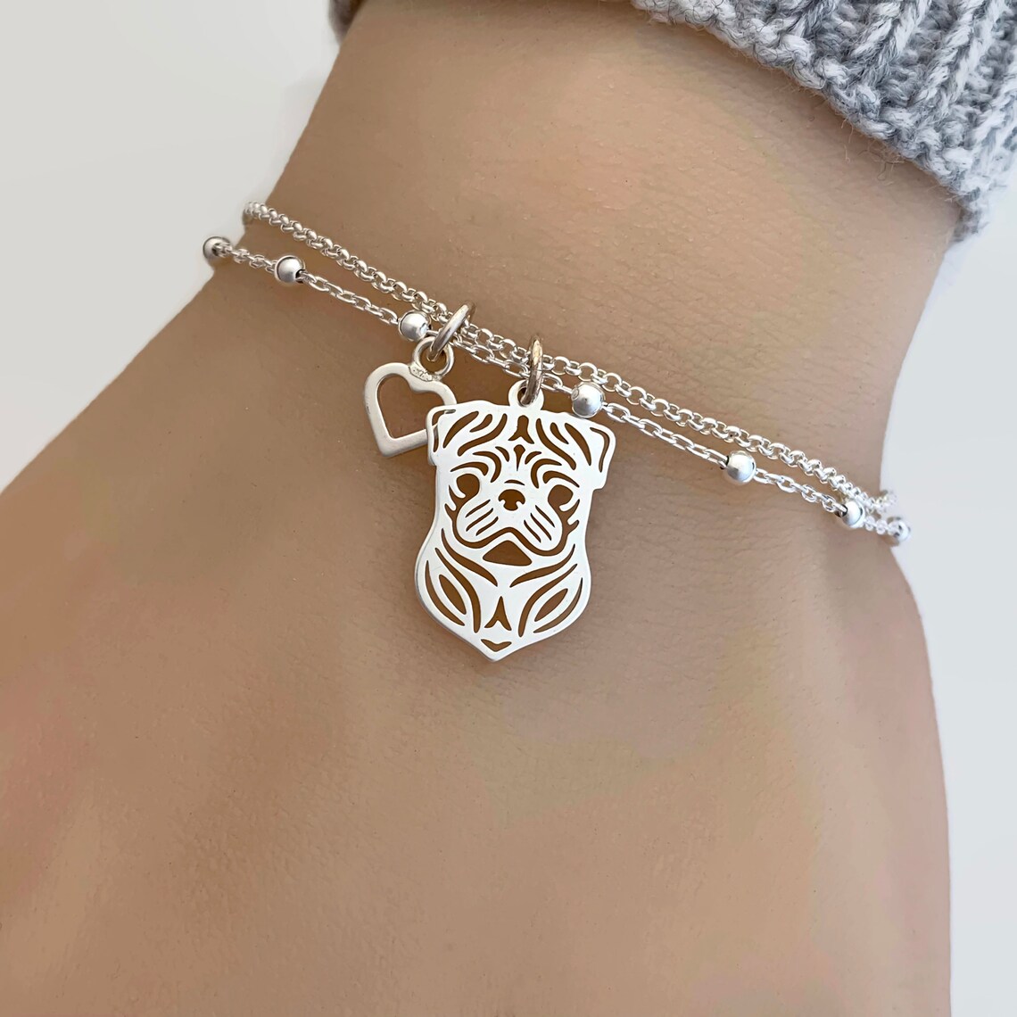Hundepfote Armband Sterling Silber - Tierliebe Schmuck Für Damen