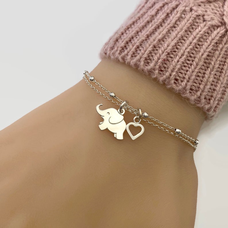 Silver Lucky Baby Elephant Bracelet, Adjustable Personalized Elephant Bracelet in Sterling Silver Personalized gift image 6