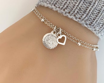 Sterling Silver Saint Christopher Bracelet - Adjustable Bracelet - Protection bracelet