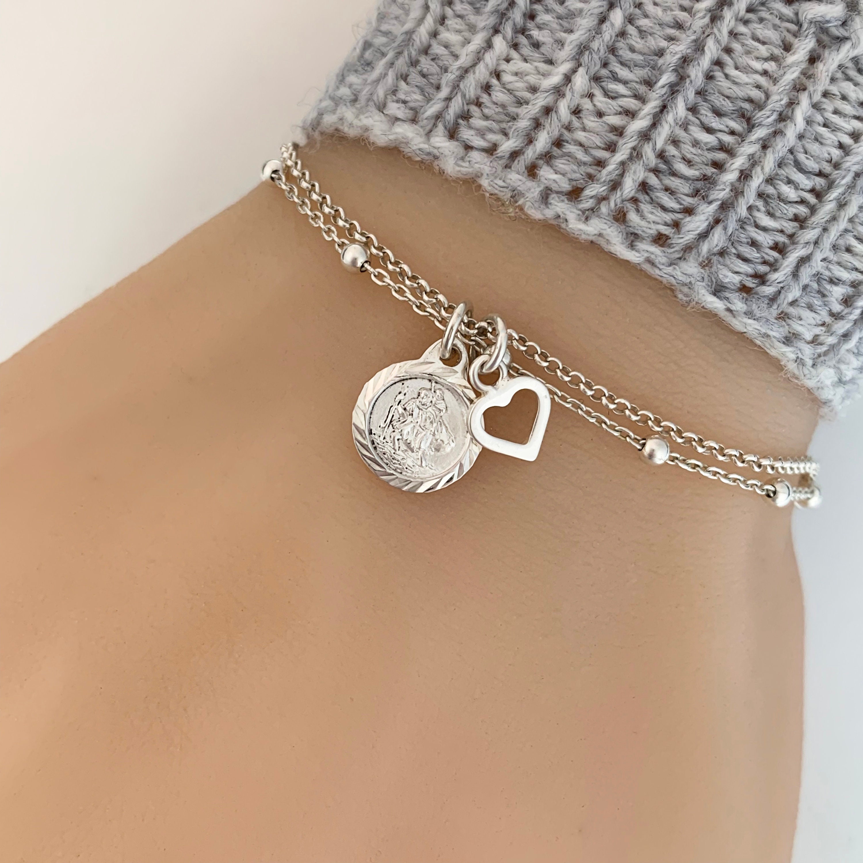 Silver st christopher best sale bracelet