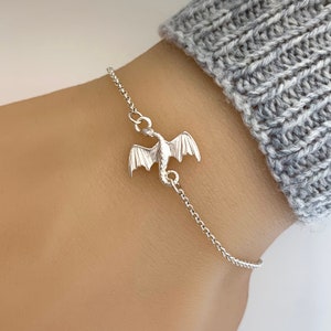 Delicate Sterling Silver Dragon Bracelet, Anklet, Dragon jewellery, Silver bracelet